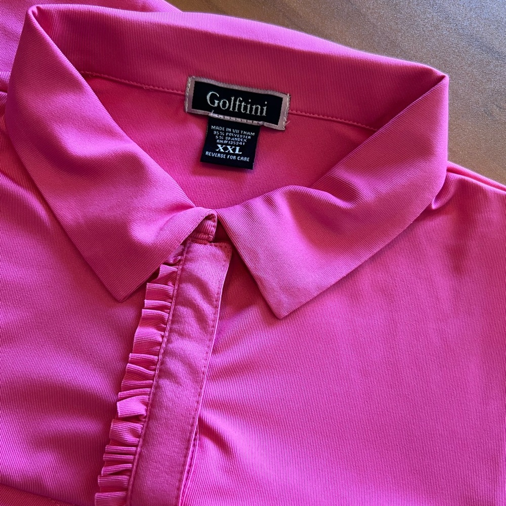 Golftini Golf Top. Pink, Sleeveless, Collard